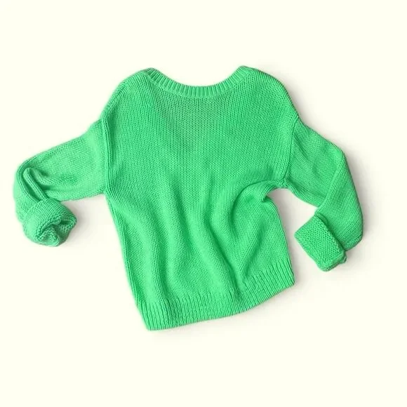 Neon Green V-Neck Sweater – Victoria’s Secret PINK Med - Picture 1 of 11